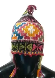 Handwoven Wool Chullo Hat with Ear Flaps - Traditional Andean Design