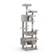 Petzly Cat Tree Tower Scratching Post Scratcher Condo House Bed 180cm Grey