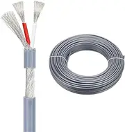 UL2547 18AWG/20AWG 2-core Grey Shielded Wire, Tinned Copper Core PVC Jacket Tinned Copper Spiral Shield 15-200FT Suitable for Industrial Electronic Equipment(15ft(5M),18AWG-2C-Gray)