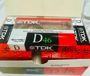 TDK D46 Vintage Blank Recordable Audio Cassette Tapes- Box of Ten (10)- RARE New