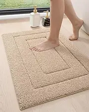 DEXI Bathroom Rug Mat, Extra Soft Absorbent Premium Bath Rugs, Non-Slip Comfortable Carpet for Tub, Shower Room, Machine Wash Dry, 24"x36", Beige
