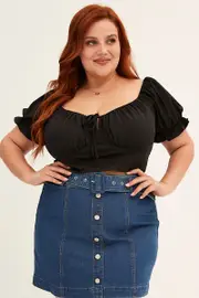 Black Peasant Top Short Sleeve Jersey