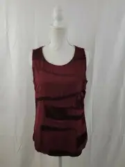 DKNY Womens Sz M Maroon Sleeveless Top Blouse Rayon Blend Club Night Dance NWT