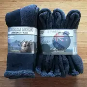 11-14 AUSTRALIAN MERINO WOOL WORK SOCKS CREW HEAVY DUTY EXTRA THICK BLACK GREY