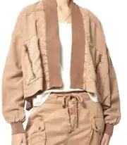 Young Fabulous& Broke Fara Cropped Convertible Jacket Size L NWT194$