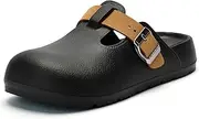 [Axcone] Womens Clogs Soft Footbed Mules Non-Slip Garden Work Shoes Double Buckle Adjustable EVA Flat Sandals