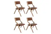 Set of 4 Levede Foldable PU Leather Vintage Dining Chairs Tan