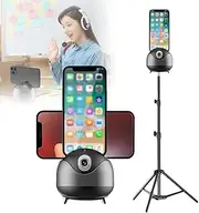 Auto Face Tracking Phone Gimbal Stabilizer,360° Rotation & Gesture Control - AI Smart Tracking Tablet Stand (<11inch) - No App Needed,Anti-Shake,Wireless Remote,Vlog,Black