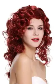 Wig Ladies Carnival Long Voluminous Curls Mähne Red Streaked Femme Fatale