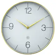 NeXtime Finesse Silent Wall Clock Grey 30.5x30.5x4.3cm Gold Chrome Case