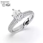 Pear Solitaire Labgrown Diamond Engagement Ring Platinum 3.40 Ct