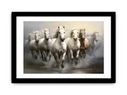 White Horses Art Framed print