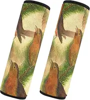 Car Seat Belt Pads 2 Piecing Soft Unique Seat Belt Shoulder Strap Covers Pad Child Safety Seat Shoulder Strap Cover Car Accessories for Women Men Kids M Birds on Pine Tree