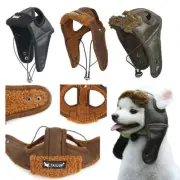 Pet Costumes Dog Puppy Pilot Hat Winter PU Aviator Cap Warm Windproof Fashion