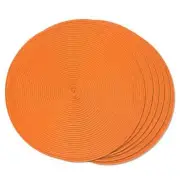 Round Braided Placemats Set of 6 Table Mats for Dining Tables 6pcs Orange