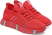 [MNSSRN-MM] The New Summer Flying Woven Running Shoes, Women's Breathable Comfortable Fashion Wild Casual Shoes Light Trend Sports Shoes,Red,36