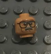 LEGO Dark Flesh Nougat Minifig Head, Glasses, Stubble, Stern Serious Look