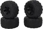 4 Pcs Rubber RC Tire, 83.5mm RC Wheel Tire Plastic Wheel Rims & Rubber Tires for WLTOYS 144010, for SCY 16101, 16102, 16101PRO, 16102PRO, and for MJX 16208, 16209, 16210