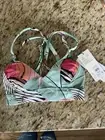 CALIA Womens Strappy Back Ruched Bikini Swim Top Desert Flora Agave Leaf XXS NEW