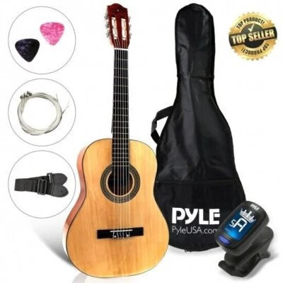 Pyle Junior 30’’ 6-String Classic Guitar w/ Digital Tuner & Accessories PGACLS30