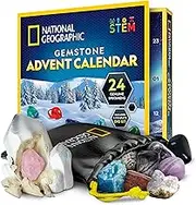 Blue Marble National Geographic 2024 Gemstone Advent Calendar - Advent Calendar for Kids with 24 Gemstones, Complete Rock Collection Christmas Countdown Calendar with Mini Gemstone Dig Kit