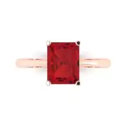 14K Rose Gold Solitaire Promise Ring, 2.5 ct Radiant Simulated Tourmaline