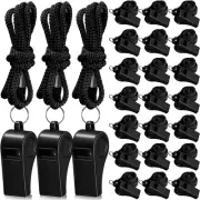 24/48 Pack Plastic Whistles with Lanyard Coaches Sports Whistle Loud Crisp Sound