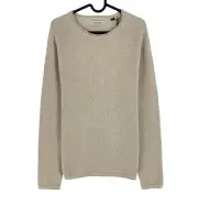 JACK&JONES Originals Mens Light Grey Knit Crew Neck Sweater Jumper Size M