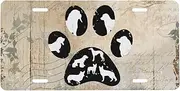 Different Dog with Paw Print License Plate Frame for Car Universal, Aluminum Car Front License Plate Cover