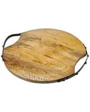 Godinger Round Wood Handled Large Tray