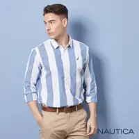 在飛比找momo購物網優惠-【NAUTICA】男裝 海洋風條紋長袖襯衫(藍)
