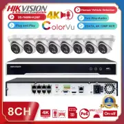Hikvision 8CH 4K 8MP Colorvu Security IP Camera System Two way Audio POE NVR Lot