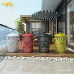 工業風個性創意鐵藝豬豬垃圾桶酒吧咖啡廳複古風鐵藝消防栓垃圾桶