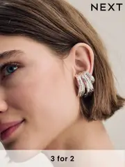 Silver Tone Molton Over The Lobe Stud Earrings (AJ4068) | $23