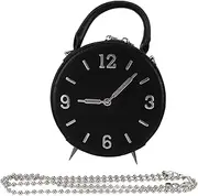 [NutriEss] Shoulder Bag for Women 2 Way ZIPP ER Black Impermeable PU Leather Clock Handbag Small Cell Phone Purse for Daily Use