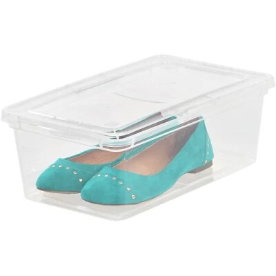 Box Container Closet Clear Storage Shoes Toys Latch Lid Pac Sterilite 6QT 18PACK
