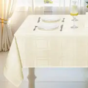 Soild Plaid Jacquard Table Cloth Elegance Wrinkle Resistant Contemporary Wove...