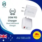 20W Dual USB Type-C Fast Wall Charger PD Power Adapter QC3.0 AU Universal Phone