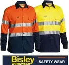 BISLEY WORKWEAR - HI VIS 2 TONE TAPED COTTON DRILL LONG SLEEVE SHIRT -BT6456