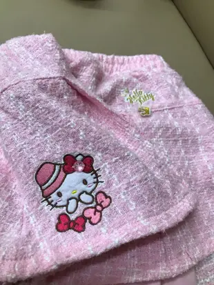 二手 Sanrio Kids 凱蒂貓 KT貓 假兩件 褲裙 長褲 內搭褲 粉紅色 格紋 Hello Kitty 120cm
