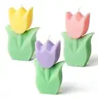 3pcs Tulip Candle Decor, Tulip Shaped Scented Candles Decorations, Flower Aes...