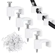100pcs White Cable Clips 10mm Flat Ethernet Cable Wall Clips Cable Tacks Coax...