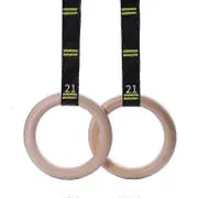 Wooden Gymnastic Rings Including Suspension Straps - Set 2-6 Meters Long - Adjustable Gymnastic Ringsc