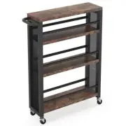 BYBLIGHT Bar Cart 33.4" x 20" x 6.3" 4-Tier Indoor Rustic Brown w/ Storage Shelf