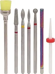 Ceramics Nail Drill Bits Manicure Metal Professional Nail File Drill Bit Set Portable for Nail Grinding Suit Most Gel Nails and Experienced Manicurists or Beginners 7pcs