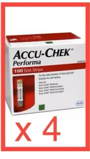 4 X Accu-Chek Performa 100 Test Strips ( TOTAL 400 strips) EXPRESS POSTAGE