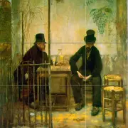 Absinthe Drinkers Tile Mural Kitchen Bathroom Wall Backsplash 18x18