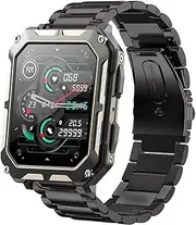 [Blueshaweu] Bleushaweu Bracelet Compatible with SGDDFIT Smartwatch Men's 1.83 Inch Classic Stainless Steel Watch Strap for SGDDFIT Men's 1.83 Inch/meoonley C20pro / MIGOUFIT C20pro / LIGE ST9 Smartwatch