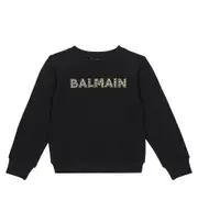 [Balmain Kids] Balmain Kids Logo cotton jersey sweatshirt Y 4 black