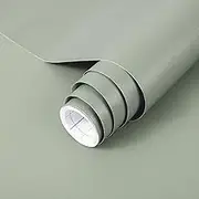 practicalWs Sage Green Wallpaper Stick and Peel Green Contact Paper 17.7'' x 118.1'' Removable Wallpaper Self-Adhesive Vinyl Solid Wall Paper for Bedroom Kitchen Cabinets
